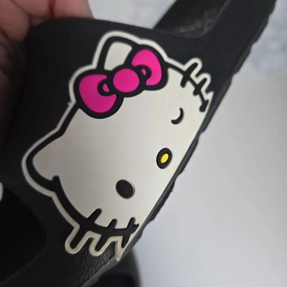 Hello Kitty Slides Girls‎ Size 2-3 Black Sanrio Outdoor Waterproof Non Marking