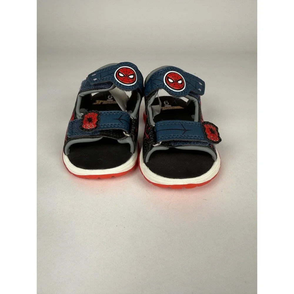 Marvel‎ Spiderman Toddler Boys Sandals Blue Red Hook Loop Size 6