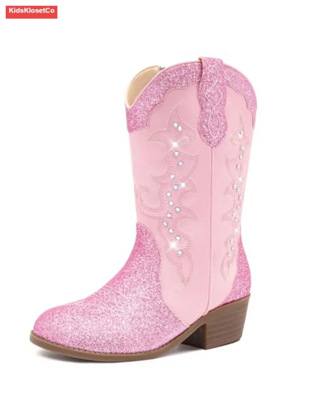 Cowgirl Boots Rhinestone Sparkly Toddler Dress Boots Pointed Toe Mid Calf