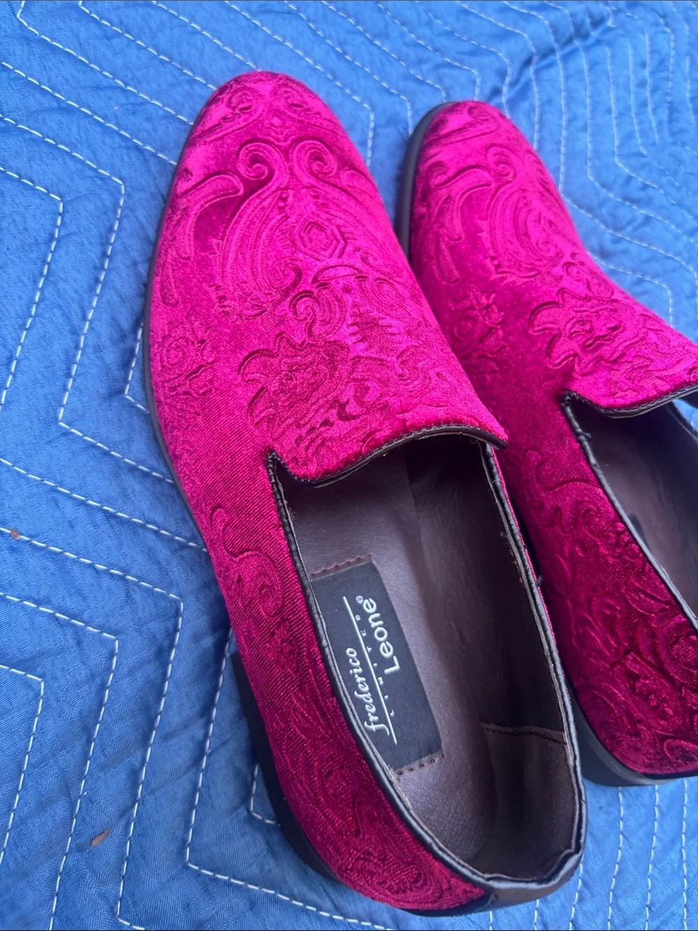 Fredrico Leone Red Embroidered Slip-On Loafers