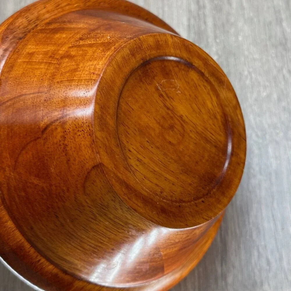 Mountain Woods Vintage Set of 5 Siamese Teak Wooden Salad Bowl Handcrafted Brown