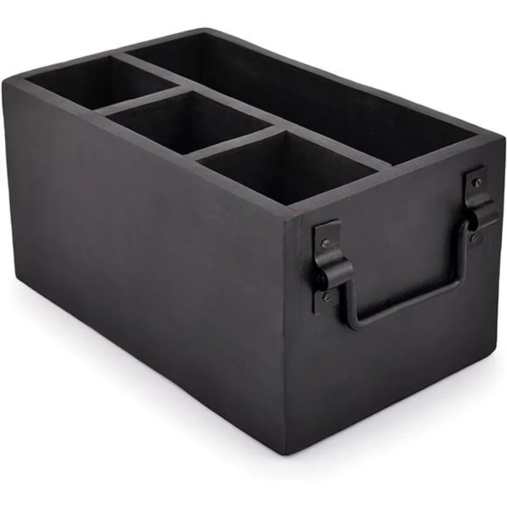 Mango Wood Flatware Caddy Utensil Holder with Napkin Holder Kitchen Organizer