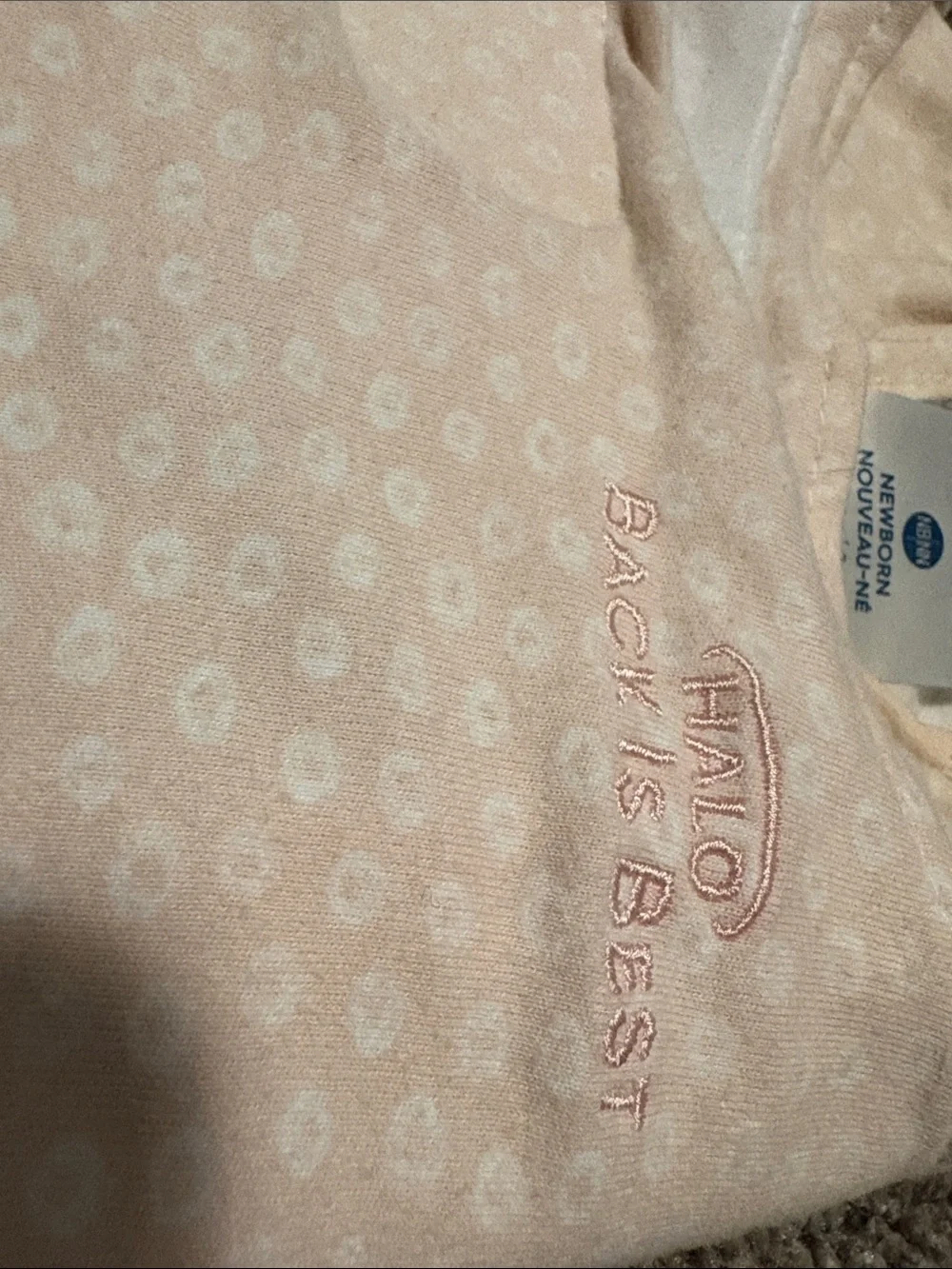 Halo SleepSack Swaddle in Pale Pink with White Dot Print Newborn
