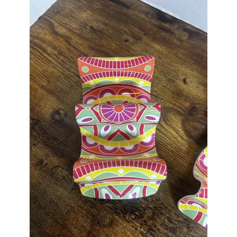 Colorful Reversible Plastic Taco Holders Set of 2 Holds 2 or 3 Tacos Multicolor