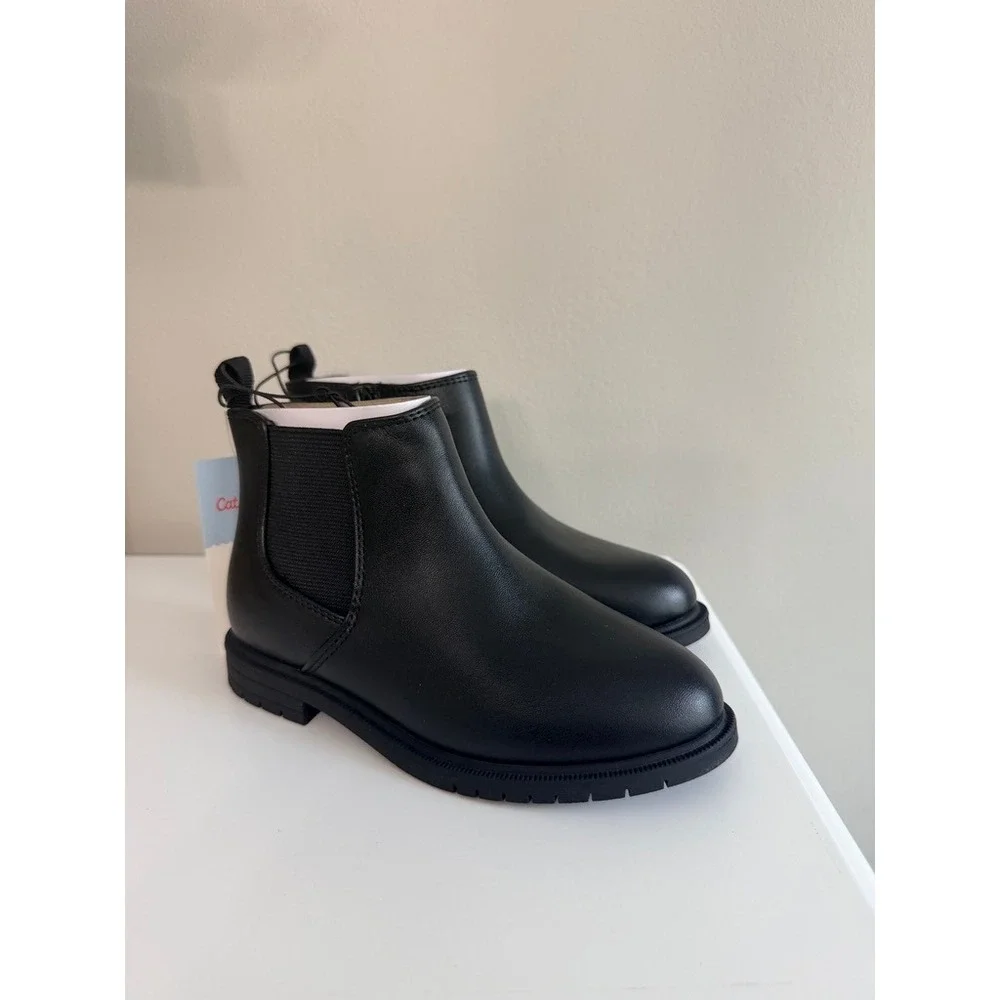 Cat & Jack Tanner Chelsea Boots Toddler 11 Black Zipper Lug Sole NWT