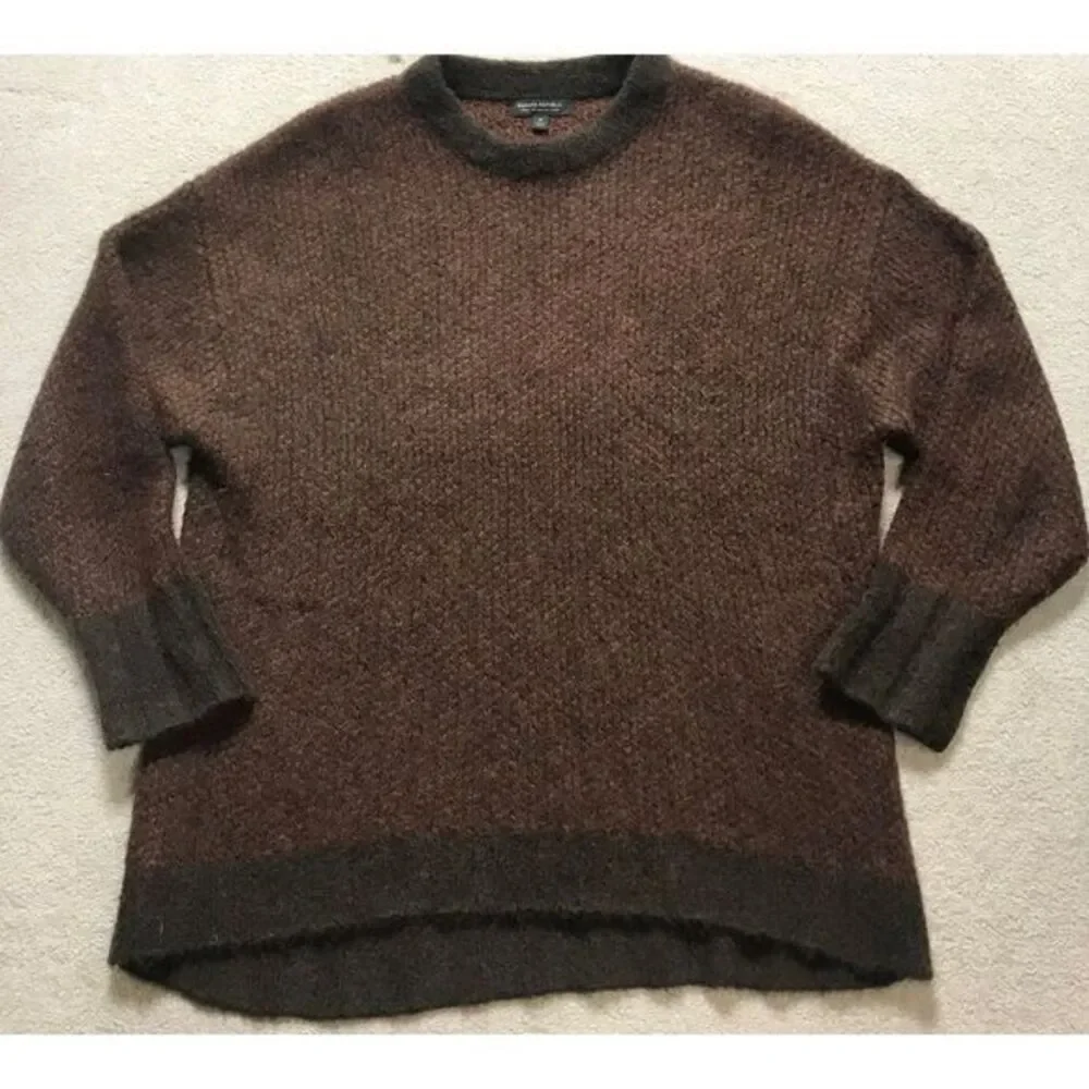 Banana Republic Italian Yarn Brown Alpaca Textured Crew Neck Sweater Size‎ M