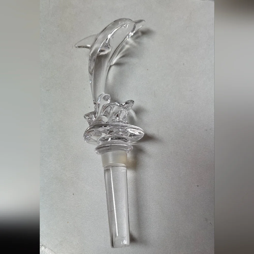 Mikasa Crystal Glass Dolphin Decanter Bottle Stopper - 7