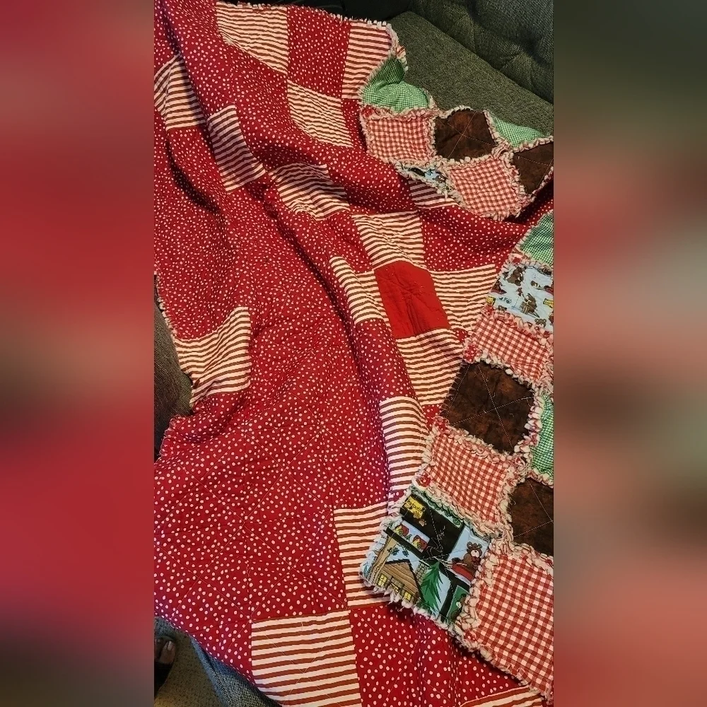 Handmade throw quilt