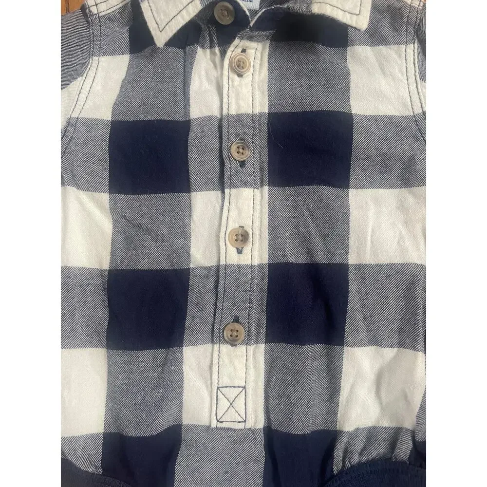 OLD Navy Boys Blue/White Checked One Piece Sz 3-6M