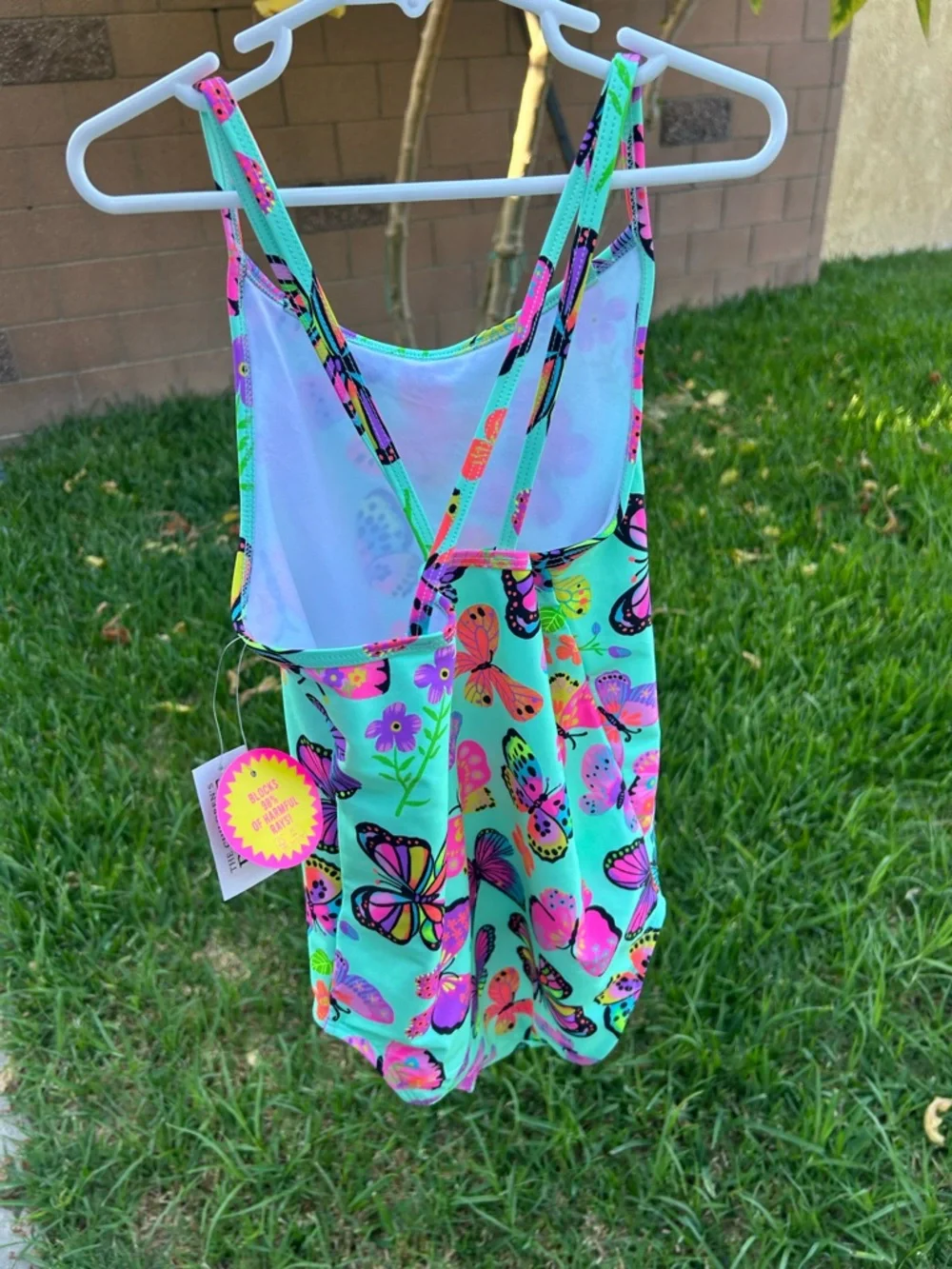 The children’s place Girls' Butterfly Print One-Piece Swimsuit - Aqua & Neon