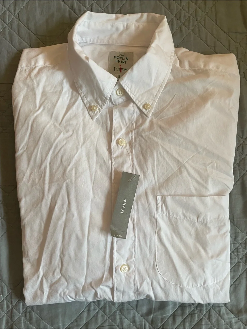 J. CREW Poplin shirt with button-down collar in White Size S NWT $89.50 CT996