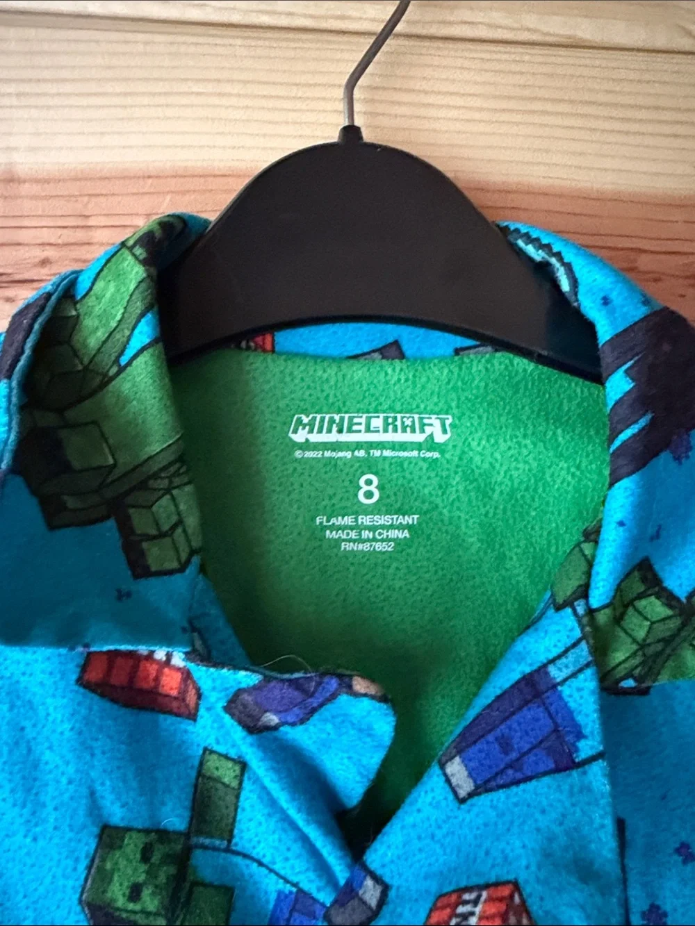 Minecraft Kids Blue Character Button-Up Pajama set