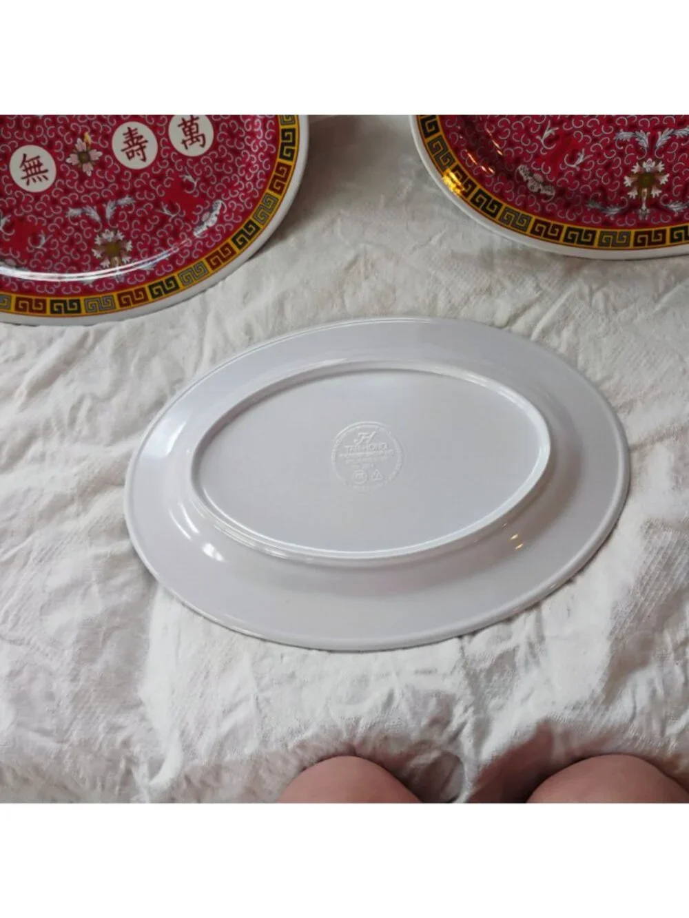 Set Of 3 Vtg Chinese Longevity Pattern Melamine Oval Platters 14