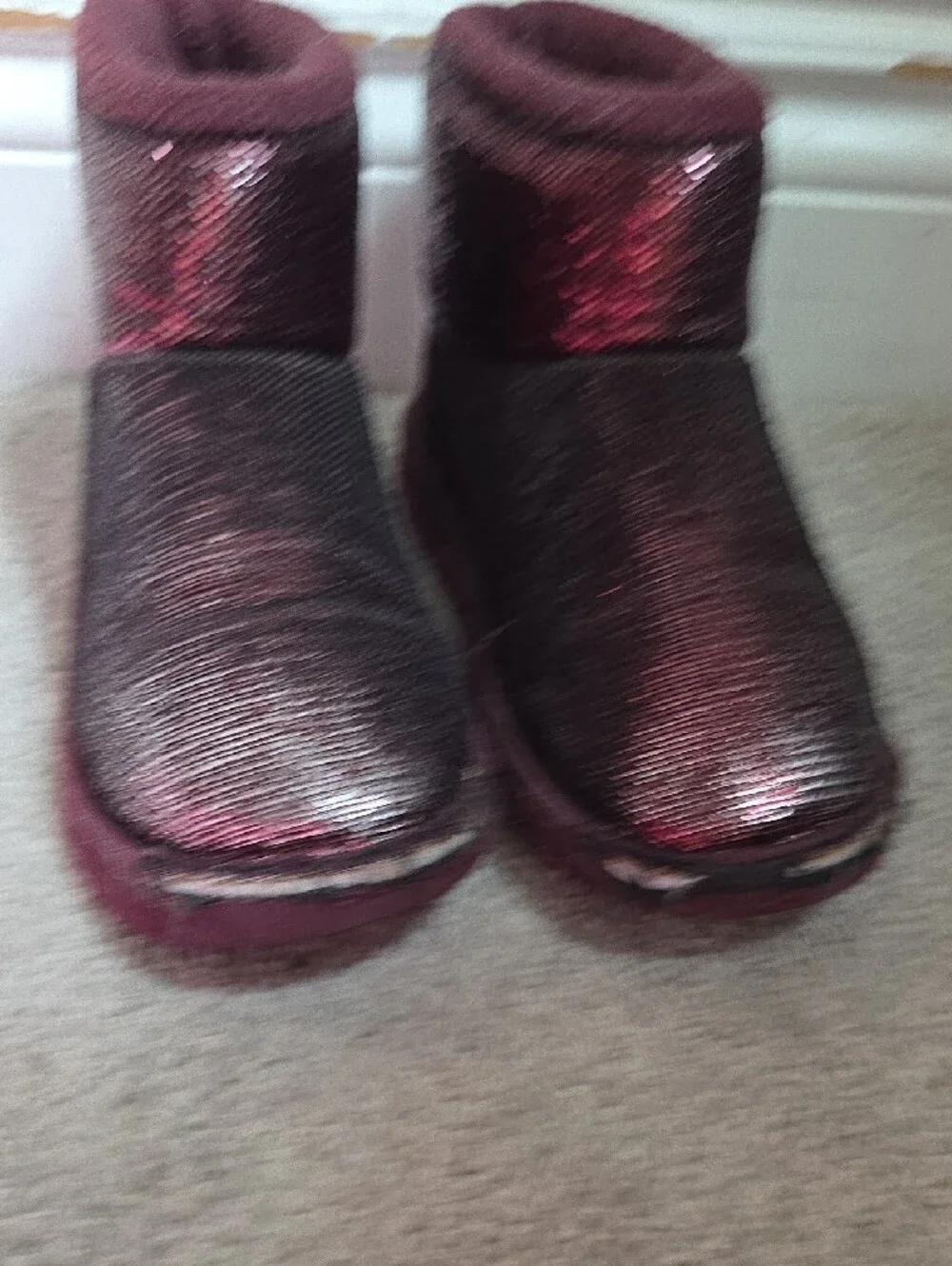UGG Kids Sequin Ankle Boots in Burgundy