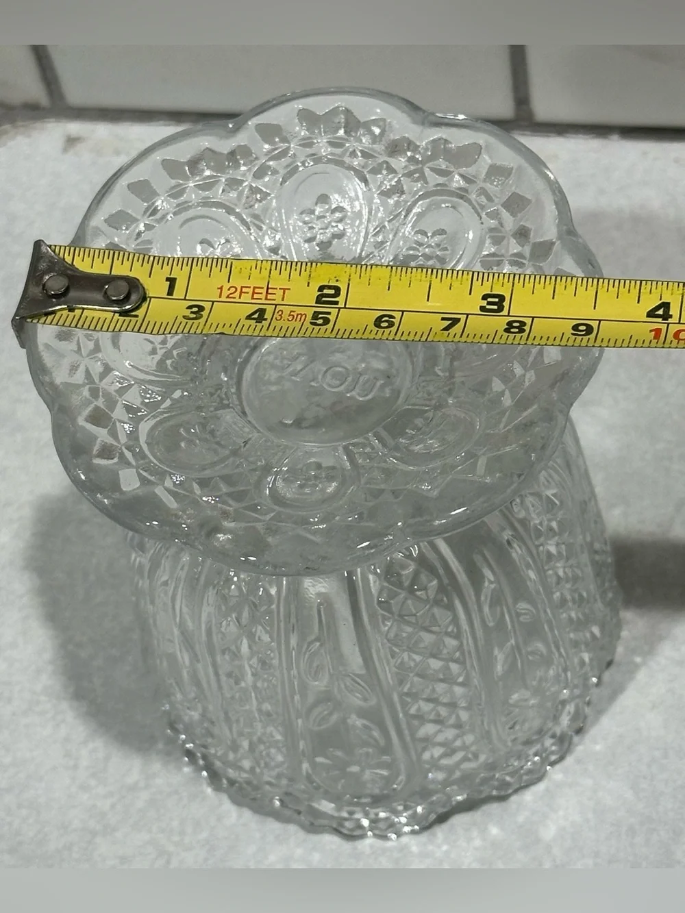 VTG Avon Fostoria Clear Pressed Glass Footed Vase/Candy Dish - 2 Piece Set