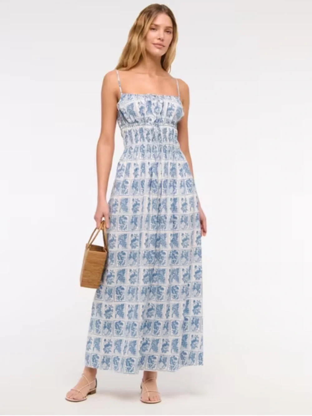 Abercrombie & Fitch Blue and White Printed Maxi Dress