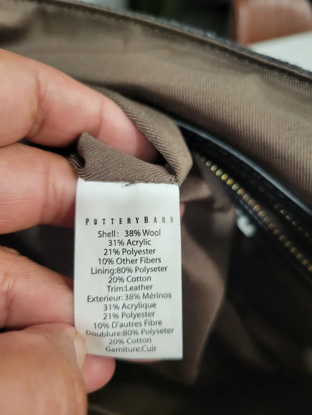 Pottery Barn strap reinforced