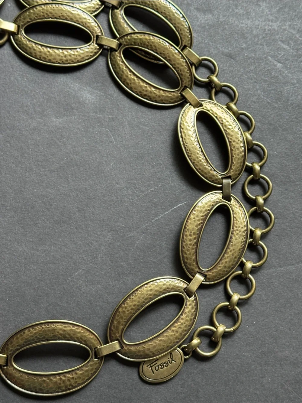 Fossil Hammered Chain Link Belt. Large