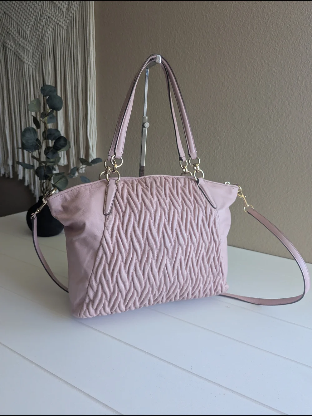 Coach Pink Quilted Tote Bag - Soft Pink Shoulder Bag