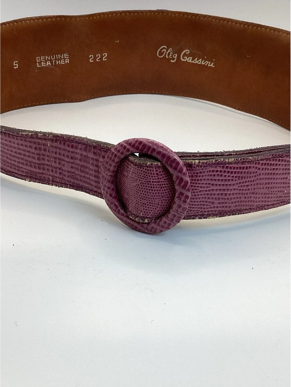 Greg Cassini Genuine Leather Wide Waist Purple Lizard Embossed Size  S  Vintage