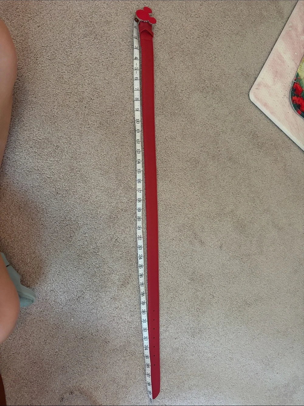 Disney Red Leather Belt with mouse head Shaped Buckle