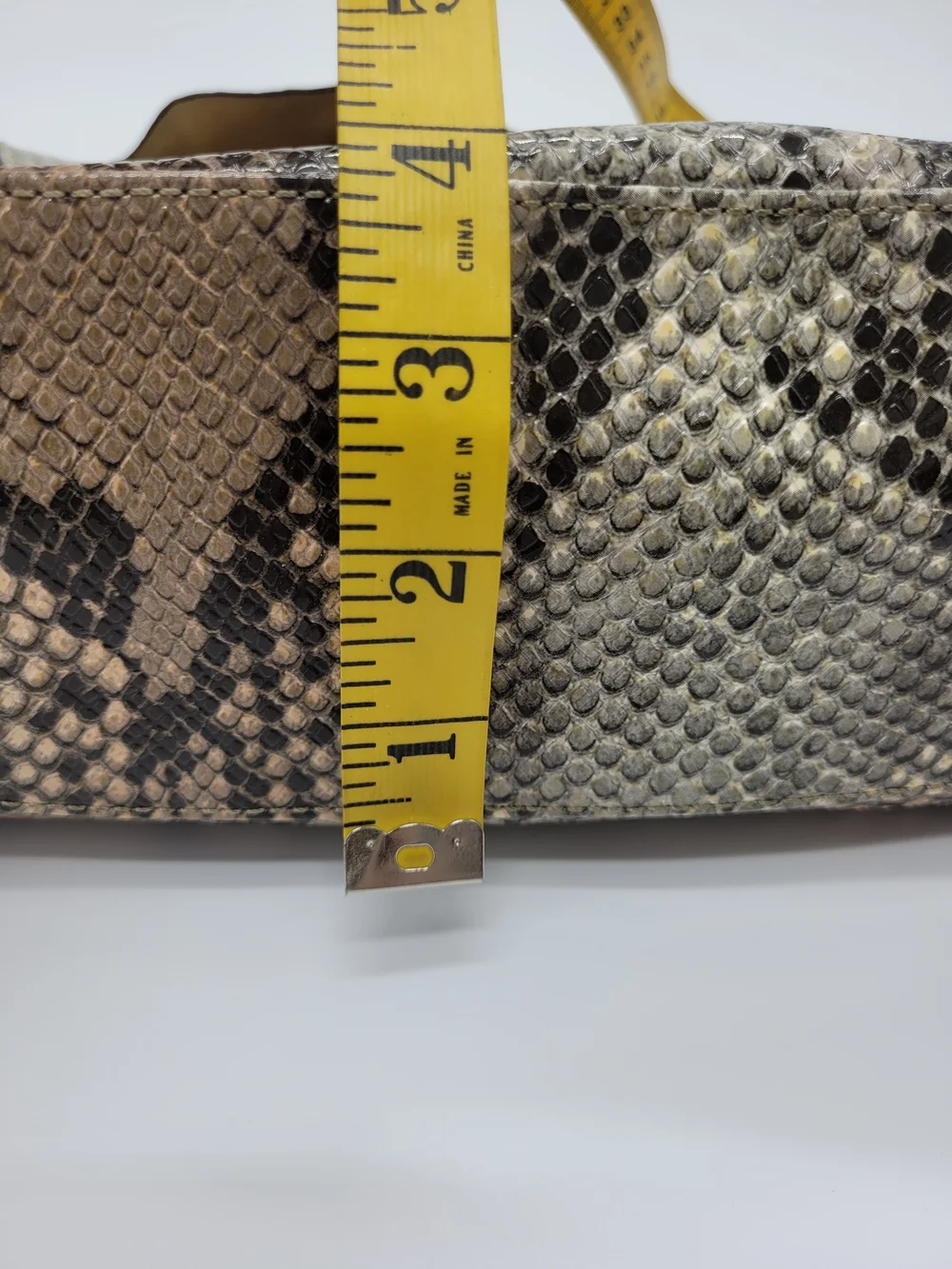 Nicole Miller Faux Snakeskin Top Handle Bag Ruffle Beige Black Python Y2K Purse