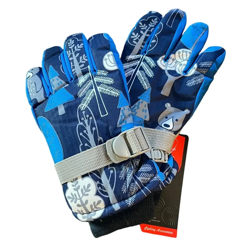 Wheel Up Blue Winter Adjustable Cycling Gloves Size Medium