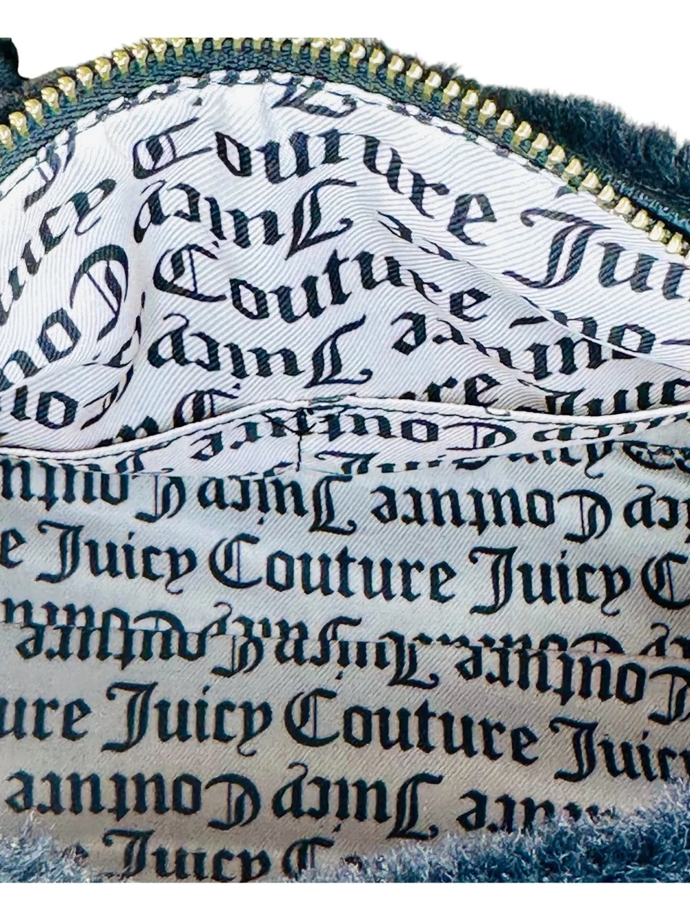 Juicy Couture Let's Get Cozy Black Faux Fur Satchel Purse Heart Logo No Flaws