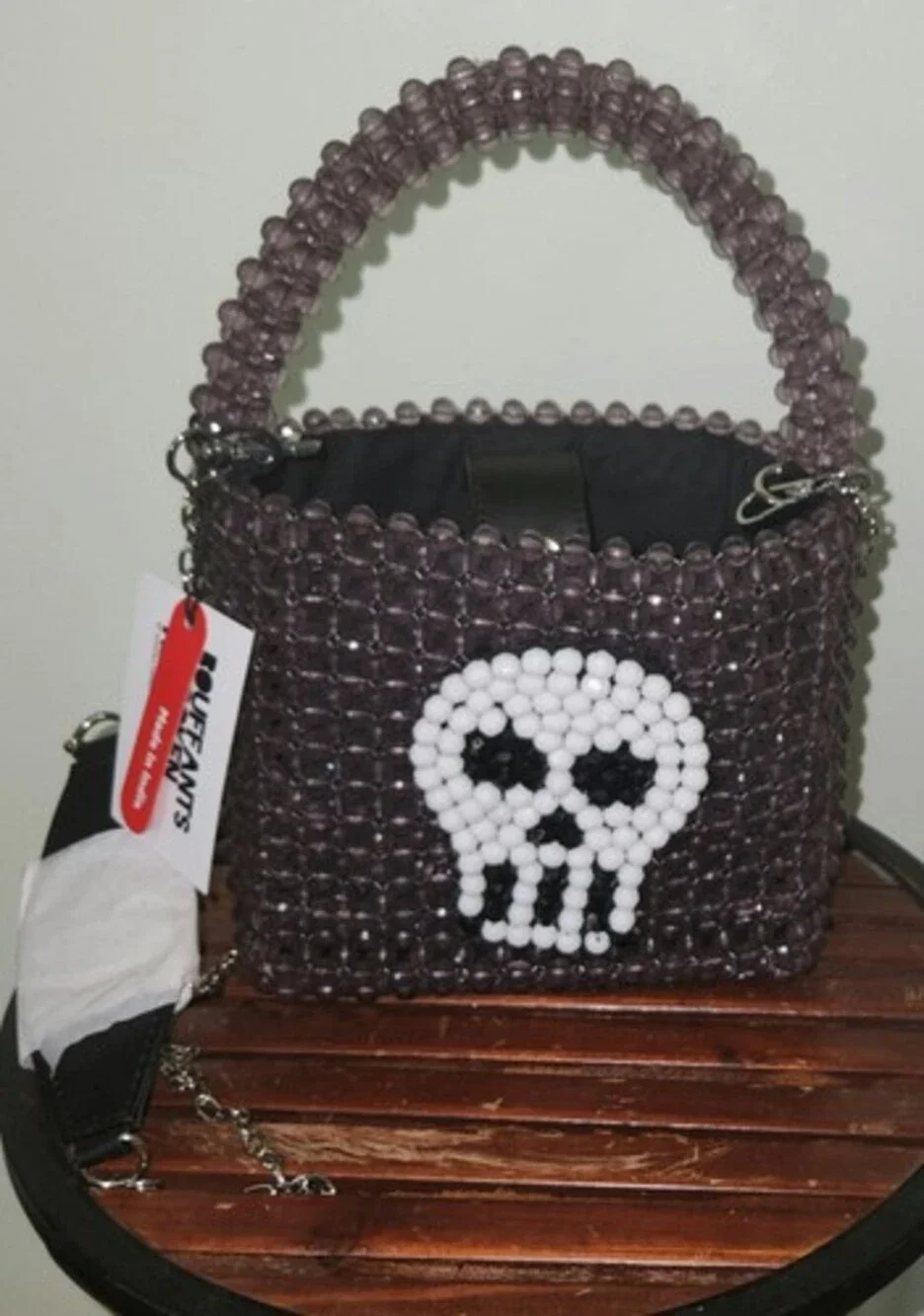 Halloween Skull Beaded Purse Handbag BOUFFANTS AND BROKEN HEARTS by Kendra Dandy