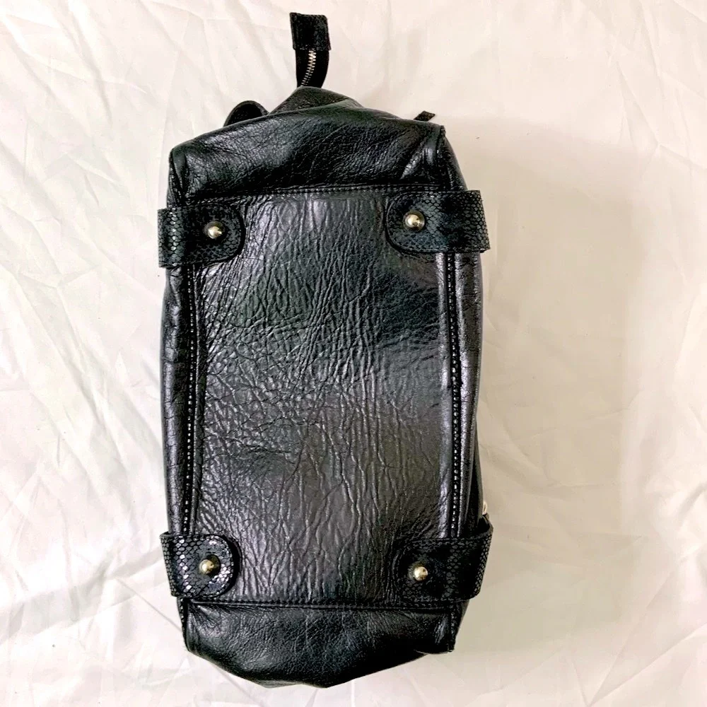 Python Embossed Leather Satchel Shoulder Bag