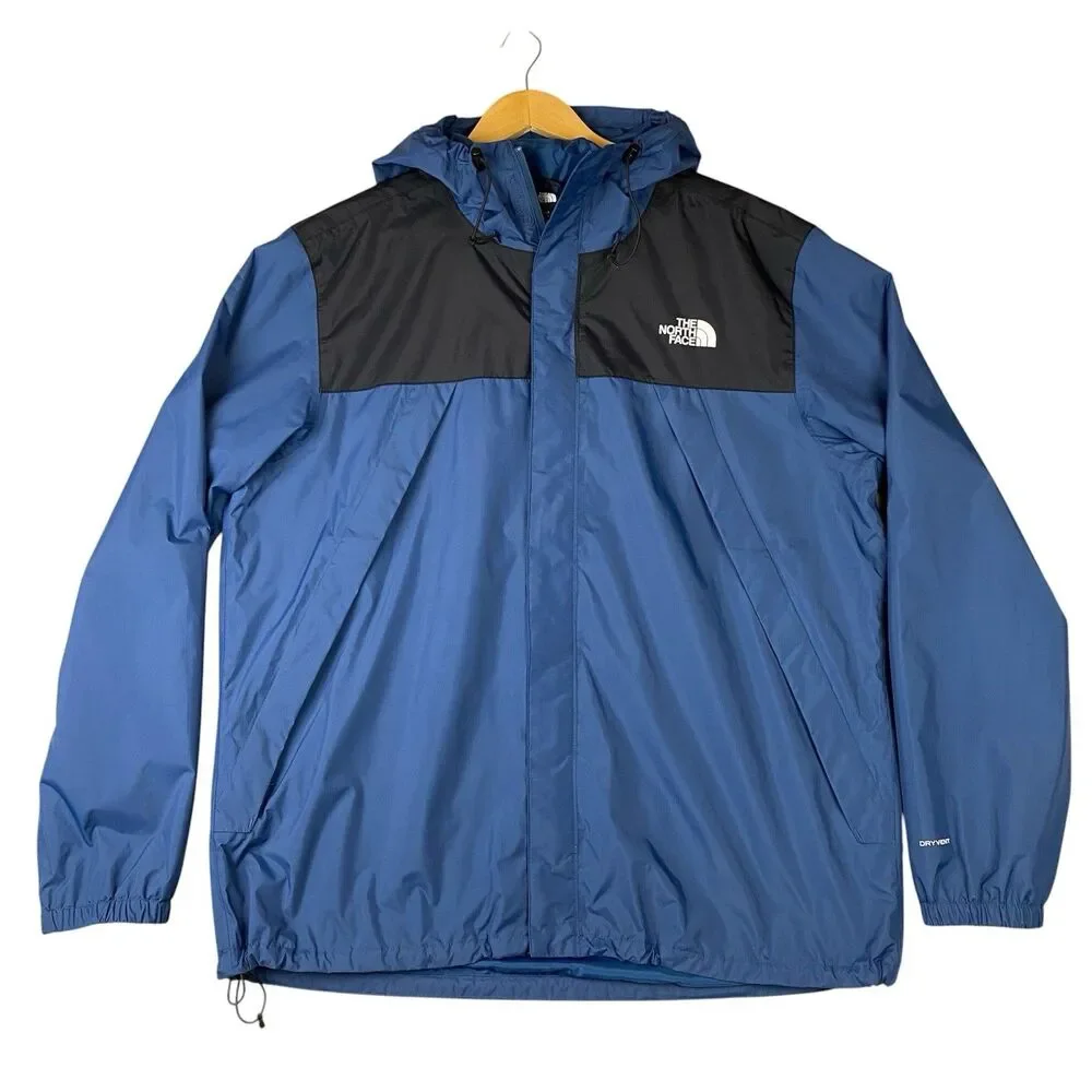 The North Face Antora DryVent Rain Jacket Hooded Blue Black Mens XL Waterproof