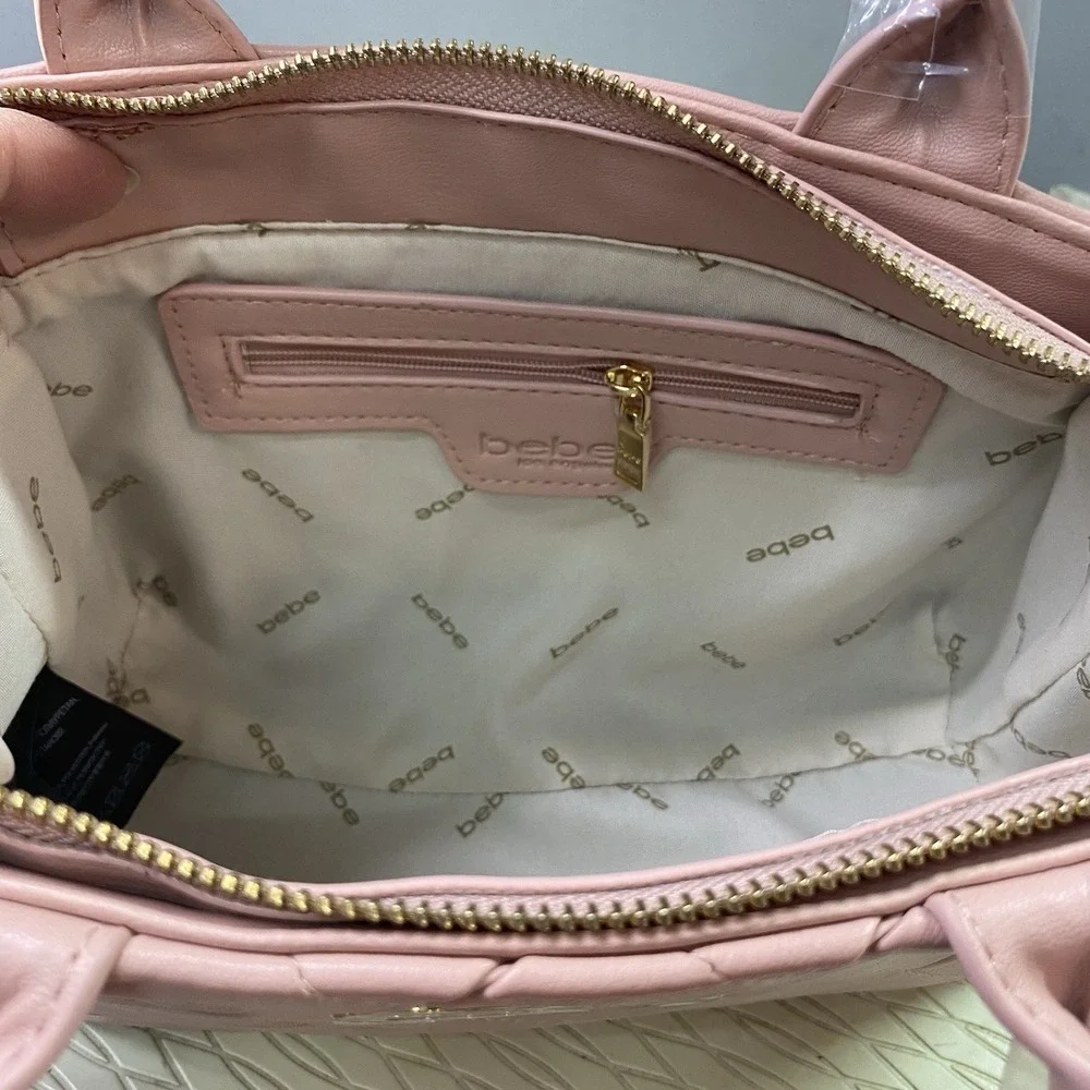 Bebe Everett Women Small Satchel Bag W/pouch Pink Quilted Soft Purse 6x9x4