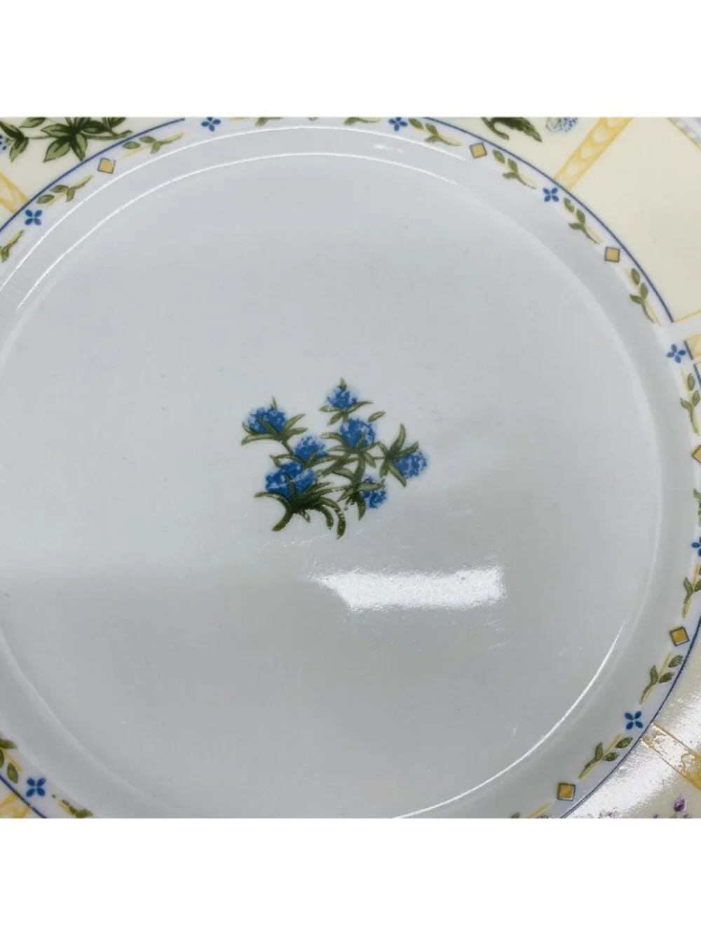 Lynn's China CLARYSSA Livingston Yellow Border Various Floral Salad Plate Set 4