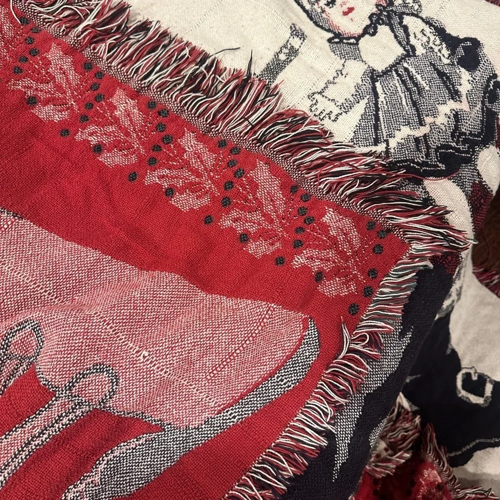 Vintage Red and Black Holiday Blanket 1994
