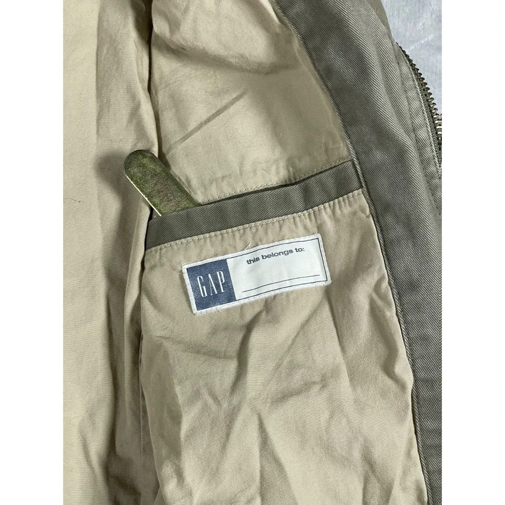 Y2K Vintage GAP Jacket Kids L Green Military Field Coat Utility