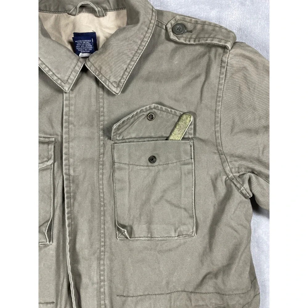 Y2K Vintage GAP Jacket Kids L Green Military Field Coat Utility
