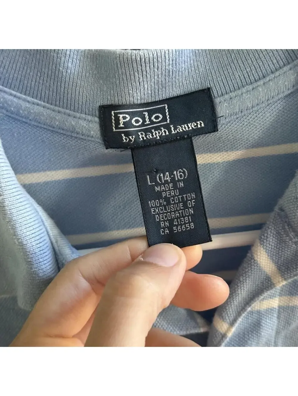 🩵 Polo Ralph Lauren Youth Striped Polo Shirt L (14–16)