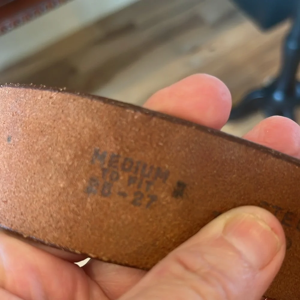 Vintage Brown Embossed Leather Belt