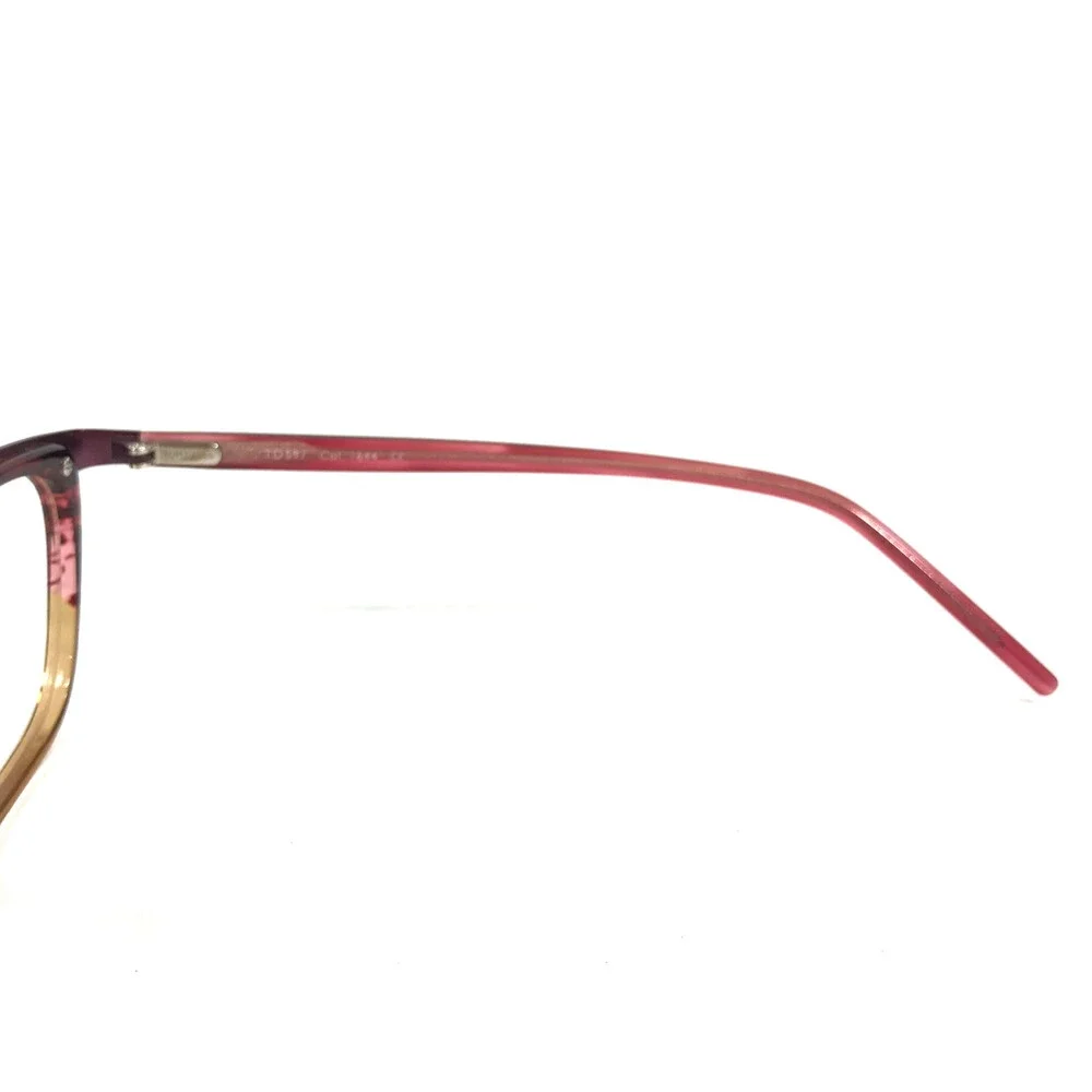 Tom Davies Eyeglasses Frame TD597 Col. 1644 Brown Red Horn Cat Eye 55-15-140