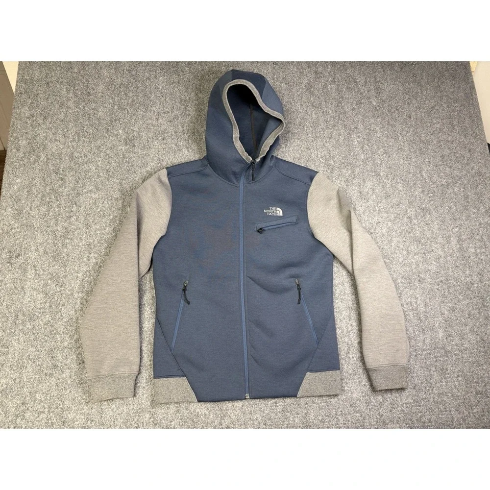 Men's The North Face Blue & Gray Full Zip Soft Shell Hooded Jacket Size Medium