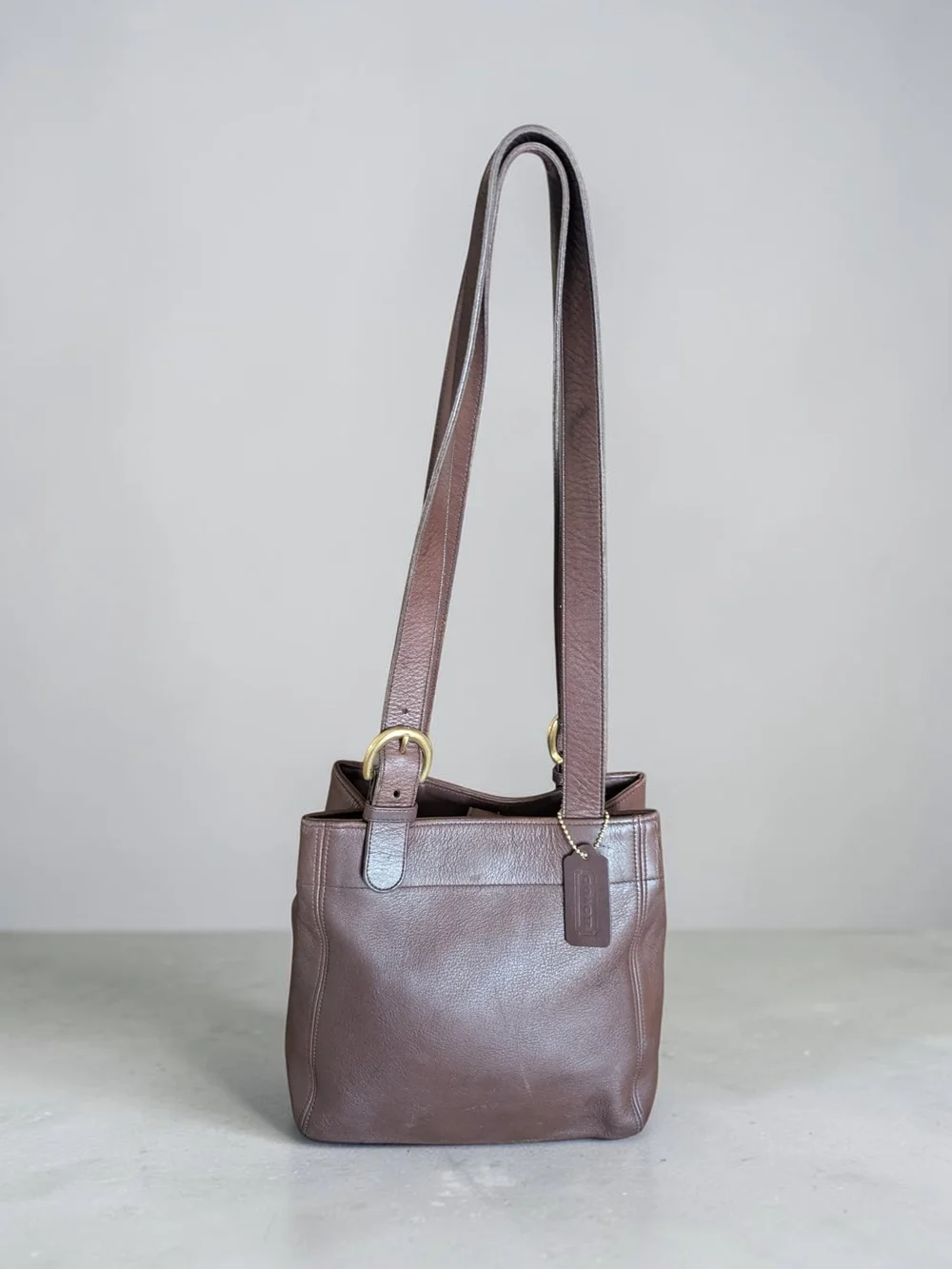 Coach Chocolate Brown Leather Shoulder Bag with Gold-Tone Hardware