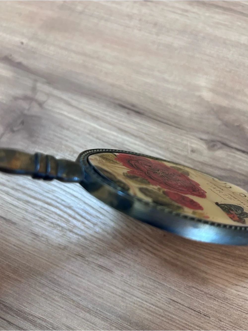 Vintage Brass Handheld Vanity Mirror - Gold Finish