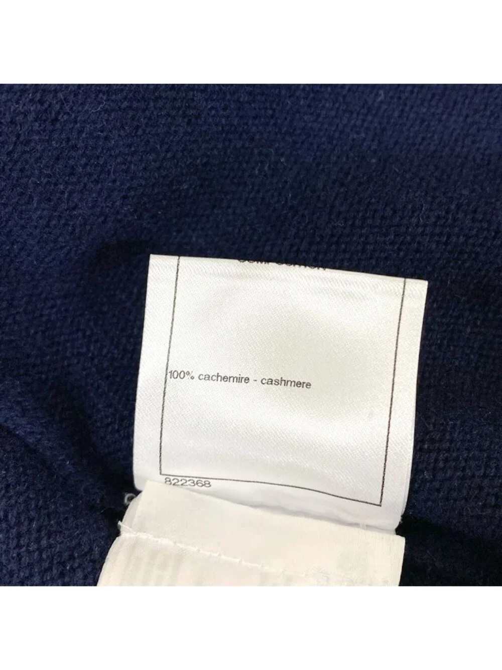 Chanel Cardigan 36 S Navy Light Gray Silver Button Cashmere