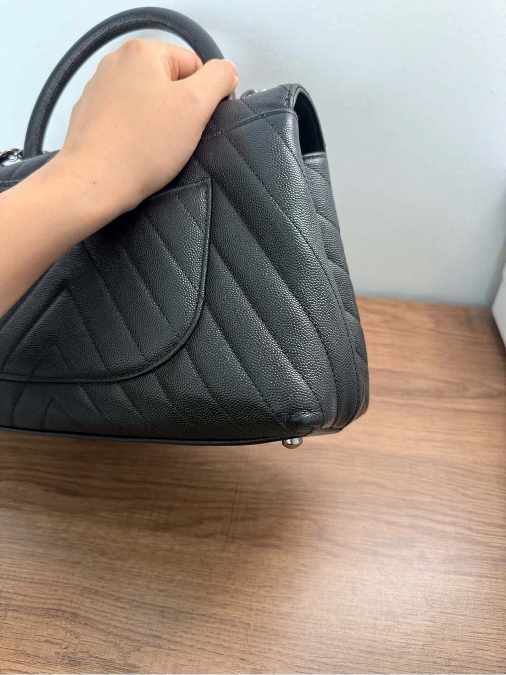 Chanel Caviar Chevron Quilted Small Coco Handle Flap Black (*price is firm*)