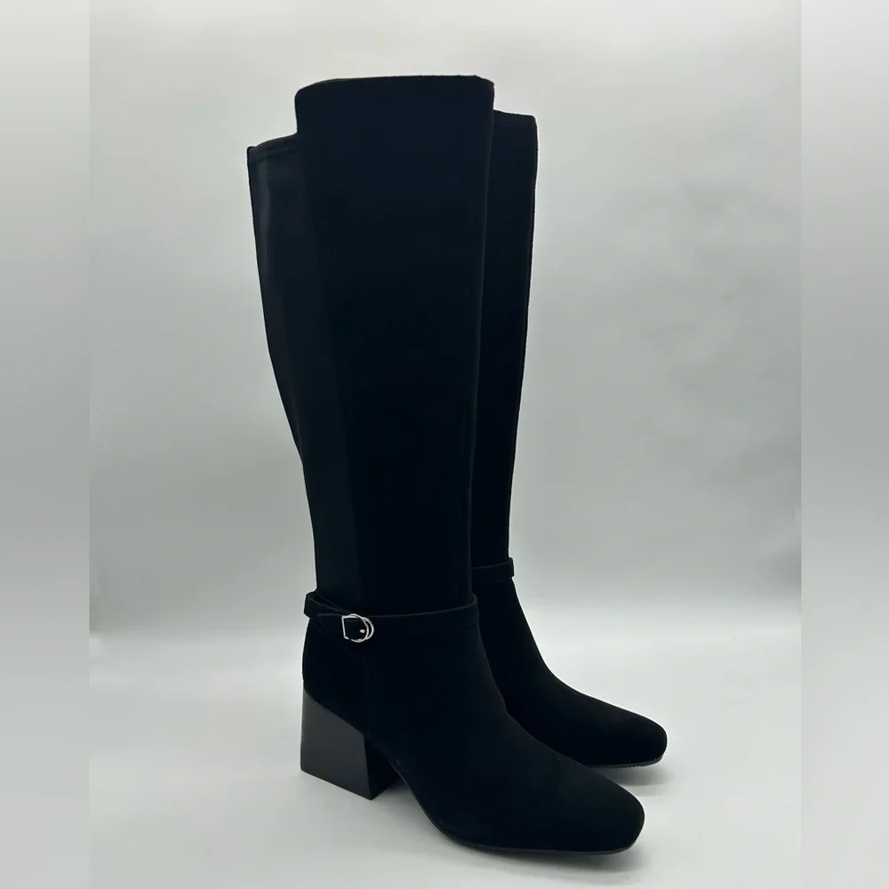 Blondo Twyla Waterproof Tall Boots Black Suede 9M Block Heel New With Box