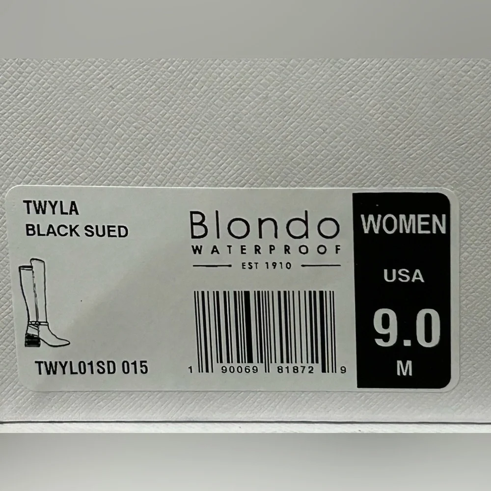 Blondo Twyla Waterproof Tall Boots Black Suede 9M Block Heel New With Box