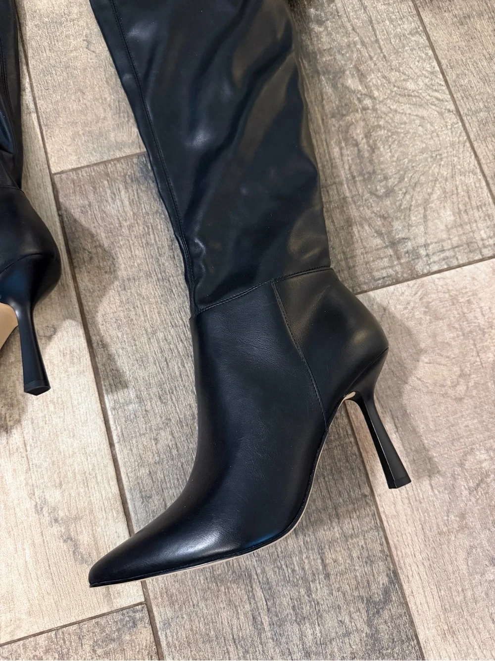 Gianni Bini Black Over-the-Knee Pointed-Toe Stiletto Boots Bow Sexy Date Baddy