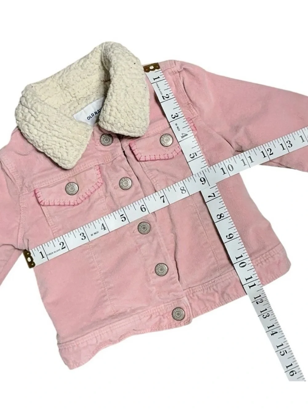 Upcycled Pink Corduroy Sherpa Kids Jacket with Sequin Butterfly