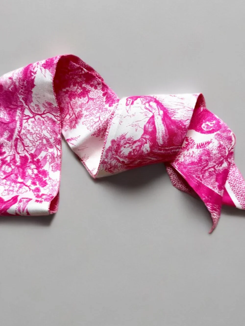 Christian Dior Pink Toile de Jouy Sauvage Mitzah Silk Long Scarf