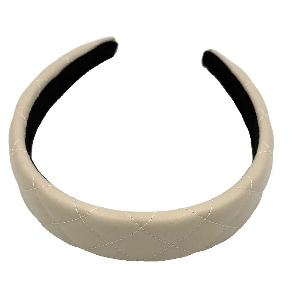 Handmade Neutral Beige Faux Leather‎ Headband Luxury High-End Hair Accessory NEW